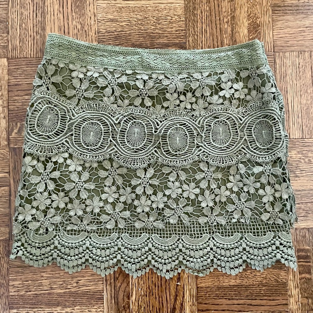Free People tiered crochet mini skirt